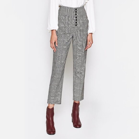 NWT Joie high waisted plaid houndstooth trouser pants, 6 - Picture 5 of 14